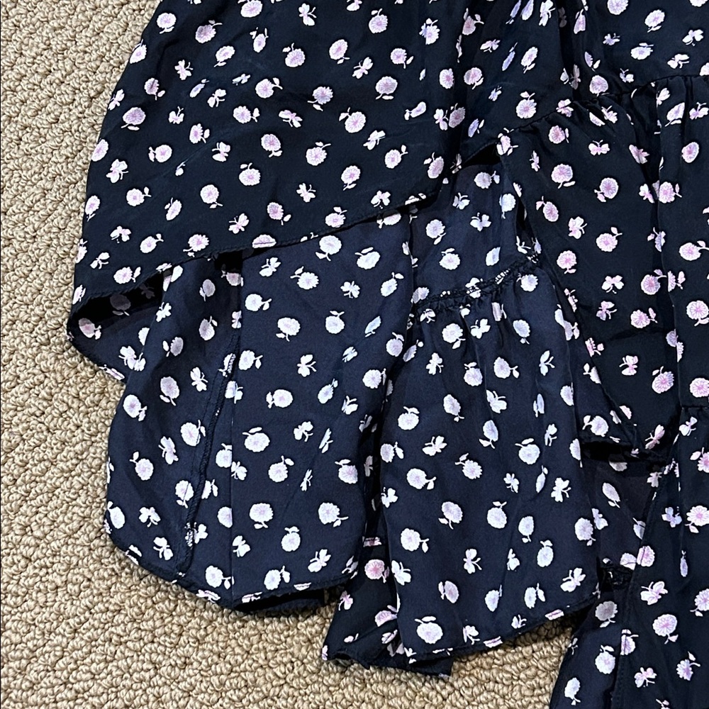 3.1 Phillip Lim Daisy Floral V-neck Gathered Dress size 4 Silk Asymmetrical Hem - Picture 11 of 17